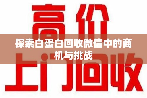 沧州探索白蛋白回收微信中的商机与挑战